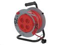 Predlžovací kábel EMOS P19425P na bubne 25 m / 4 zásuvky / červený / PVC / 230 V / 1,5 mm2