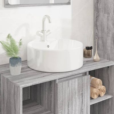 vidaXL Umývadlo biele 40x14,5 cm keramické okrúhle
