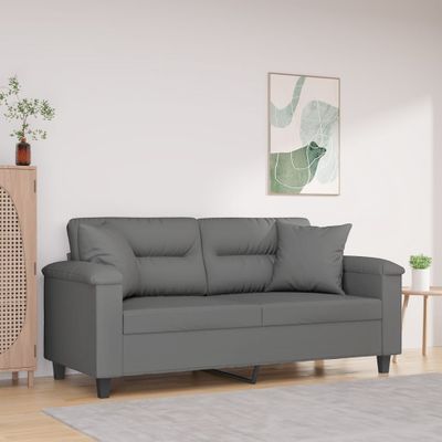 vidaXL 2-miestna pohovka s vankúšmi tmavosivá 140 cm mikrovlákno
