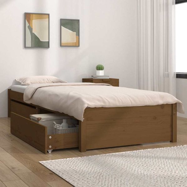 vidaXL Posteľný rám so zásuvkami medovohnedý 100x200 cm