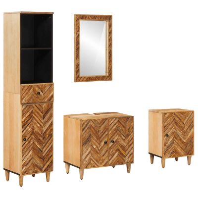 vidaXL Set kabinetov do kúpeľne so zásuvkou 4 pcs Masívne mango drevo
