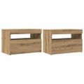 vidaXL TV skrinky s LED svetlami 2 ks dub artisan kompozitné drevo