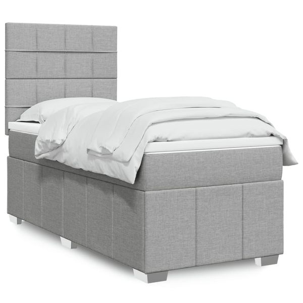 vidaXL Posteľný rám boxsping s matracom bledosivý 80x200 cm látka