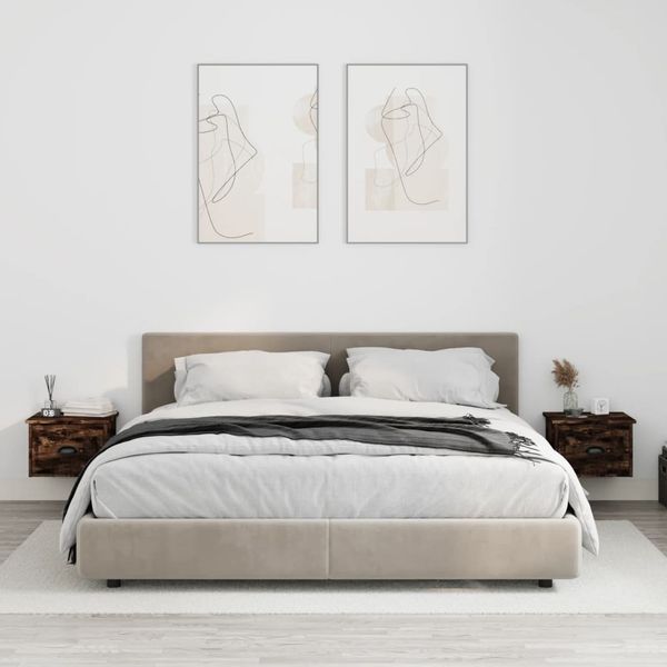 vidaXL Nástenné nočné stolíky 2 ks dymový dub 41,5x36x28cm