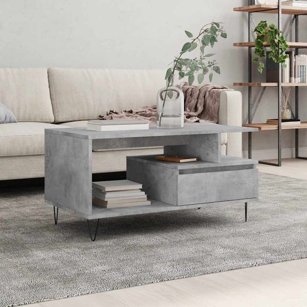 vidaXL Konferenčný stolík betónový sivý 90x49x45 cm spracované drevo