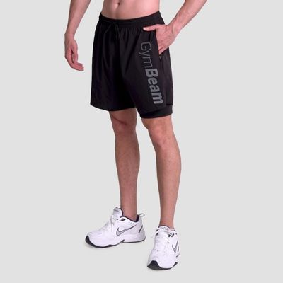 Šortky 2v1 Essence Black - GymBeam, veľkosť XL