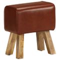 vidaXL Gymnastická lavica 38 cm, hnedá, pravá koža a mangový masív