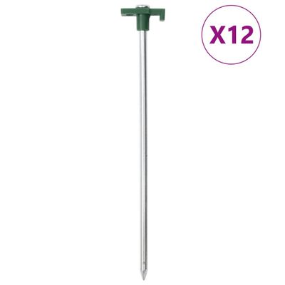 vidaXL Stanové kolíky 12 ks 25 cm 7 mm pozinkovaná oceľ