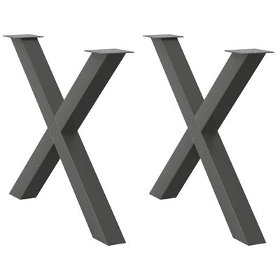 vidaXL Nohy k jedálenskému stolu v tvare X, 2 ks, antracitové, 90 x (72-73) cm, oceľ