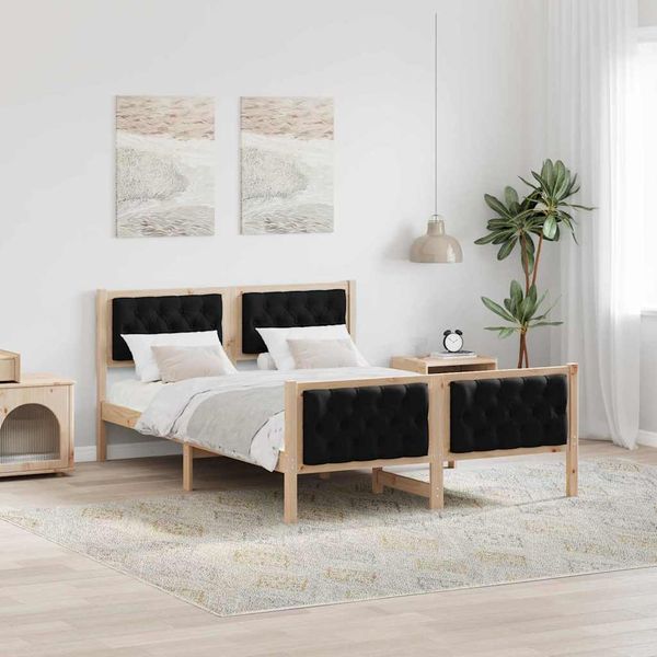 vidaXL Rám postele Čierna 140 x 190 cm Masívne borovicové drevo