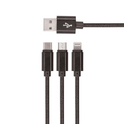 Setty 3v1 kábel USB - Lightning + USB-C + microUSB 1,0 m 2A KN3W1-01 čierny
