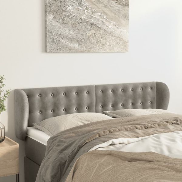 vidaXL Čelo postele so záhybmi bledosivé 147x23x78/88 cm zamat