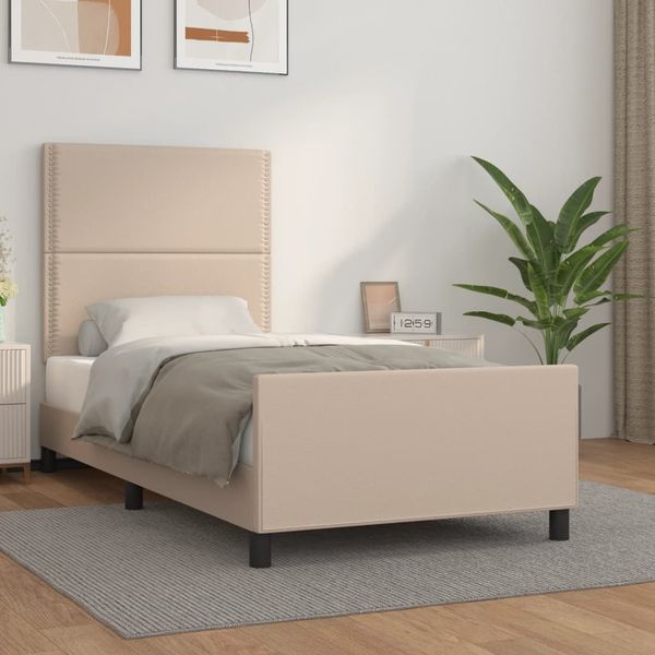 vidaXL Posteľný rám s čelom kapučínový 80x200 cm umelá koža