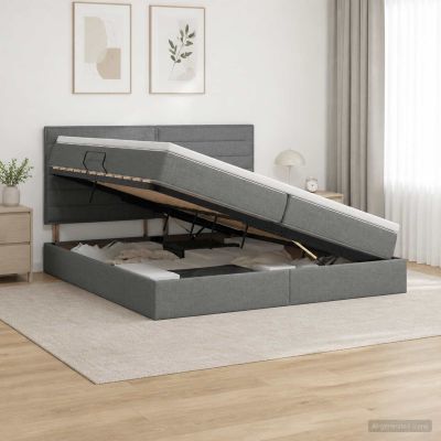 vidaXL Postel s úložným prostorem a matrací Tmavosivá 200 x 200 cm