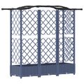 vidaXL Vyvýšený záhon s mriežkou a strechou Sivá 163 x 40 x 123 cm PP