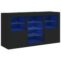 vidaXL Komoda s LED svetlami čierna 123x37x67 cm