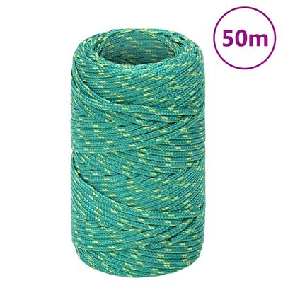 vidaXL Lodné lano zelené 2 mm 50 m polypropylén