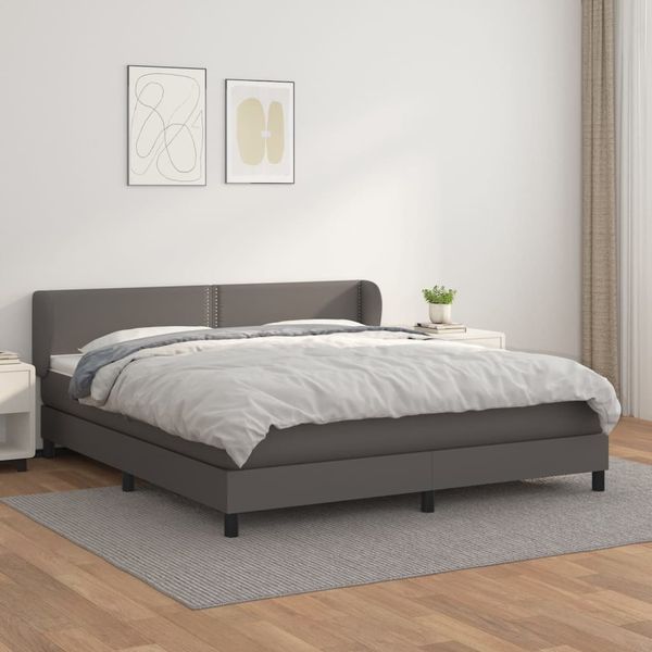 vidaXL Boxspring posteľ s matracom sivá 160x200 cm umelá koža
