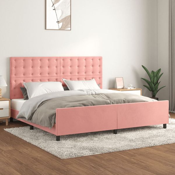 vidaXL Rám postele s čelom ružový 200x200 cm zamat