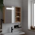vidaXL Zrkadlová skrinka do kúpeľne s LED svetlom dubová 60x13x52 cm