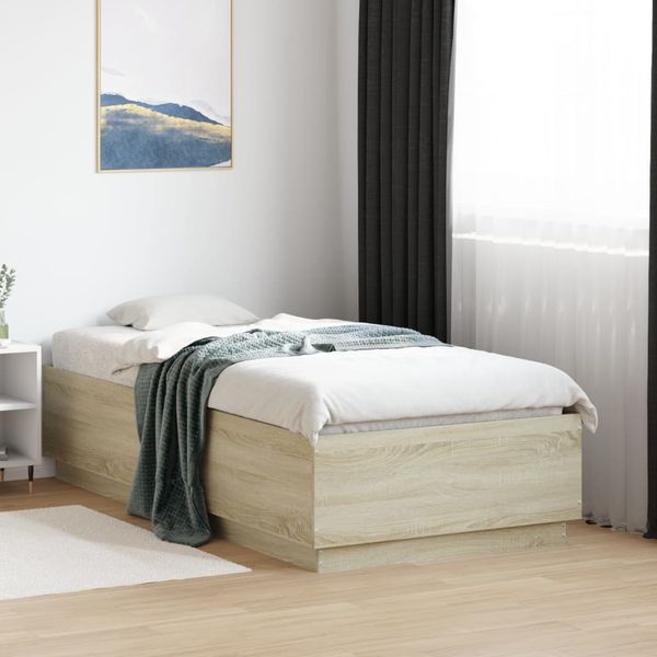 vidaXL Posteľný rám dub sonoma 90x190 cm kompozitné drevo