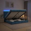 vidaXL Ottoman posteľ s matracom a LED Tmavo modrá 200 x 200 cm Zamat