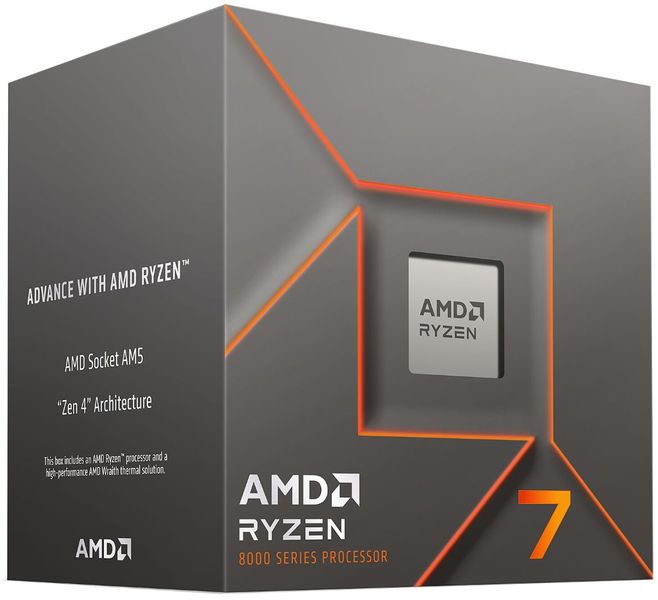 AMD Ryzen 7 8700F / LGA AM5 / max. 5,0GHz / 8C/16T / 24MB / 65W TDP / bez VGA / BOX vč. chladiče Wraith Stealth Procesor, 8 jader, 16 vláken, max. 5,0GHz, 24MB, LGA AM5, 65W TDP, bez VGA, BOX s chladicem Wraith Stealth