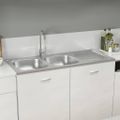 vidaXL Kuchynský drez, 2 vaničky, strieborný 1200x600x155 mm, oceľ