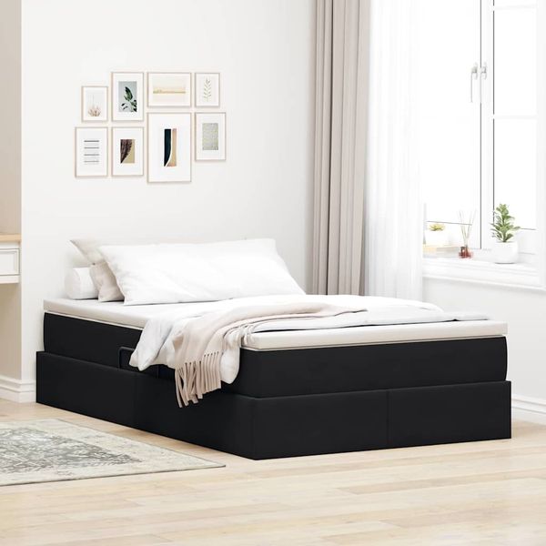 vidaXL Postel s úložným prostorem a matrací Čierna 120 x 200 cm Zamat