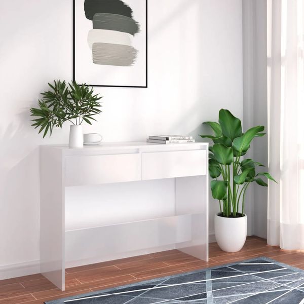 vidaXL Konzolový stolík, biely 100x35x76,5 cm, kompozitné drevo