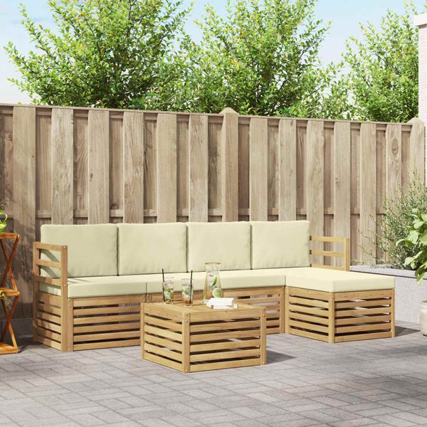vidaXL Záhradná súprava gaučov 6 pcs Biela a krémová 59 x 59 x 37 cm