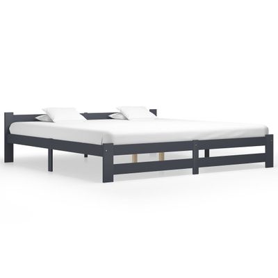 vidaXL Posteľný rám tmavosivý borovicový masív 200x200 cm