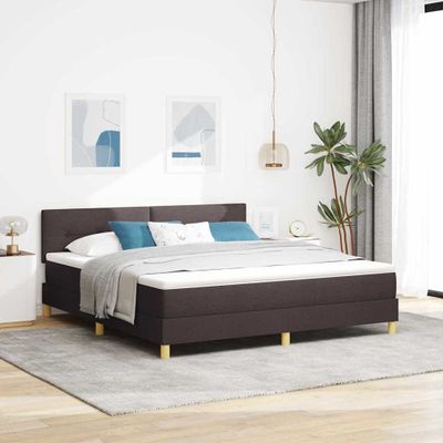 vidaXL Posteľ s pružinovým rámom Tmavohnedá 180 x 200 cm látka