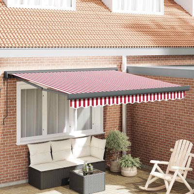 vidaXL Sklopná markíza Červená a Biela 350 x 250 x 165 cm Textil a kov