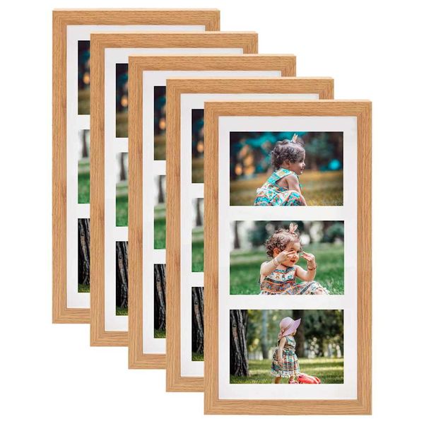 vidaXL 3D fotorámiky 5 ks dub 18x35 cm na 3 obrázky (10x15 cm)