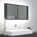 vidaXL LED kúpeľňová zrkadlová skrinka sivá 90x12x45 cm akryl
