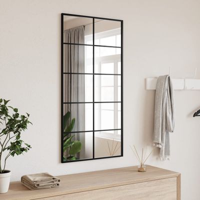 vidaXL Nástenné zrkadlo čierne 50x100 cm obdĺžnikové železné