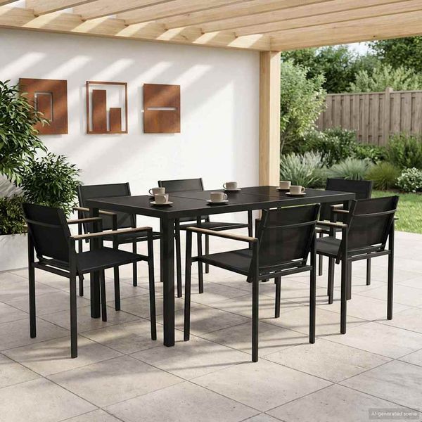 vidaXL Záhradný nábytok 7 pcs Čierna a antracit 160 x 80 x 73 cm