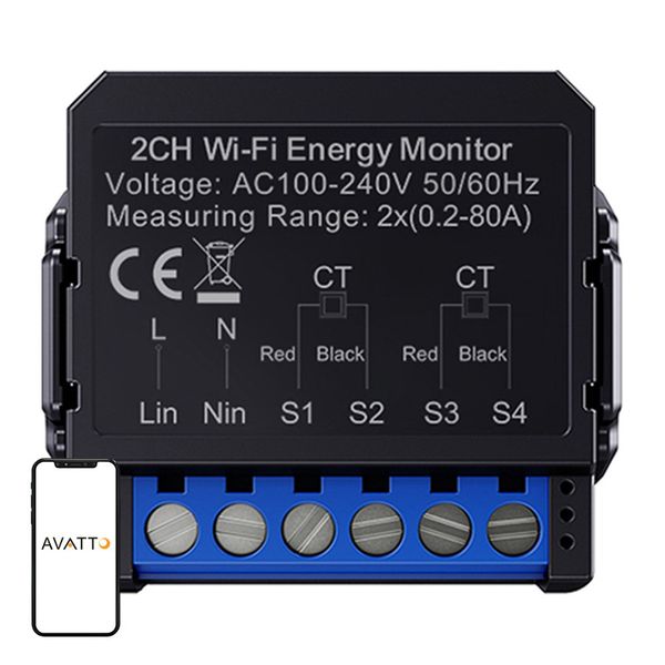 Inteligentný obojsmerný merač energie Avatto WiFi WPM16-2