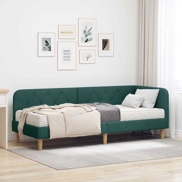vidaXL Rohový rám postele Tmavozelená 80 x 200 cm látka