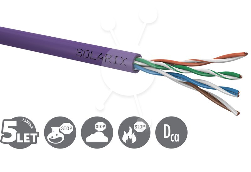 Inštalačný kábel Solarix CAT5E UTP LSOH Dca-s1,d2,a1 100m/box SXKD-5E-UTP-LSOH