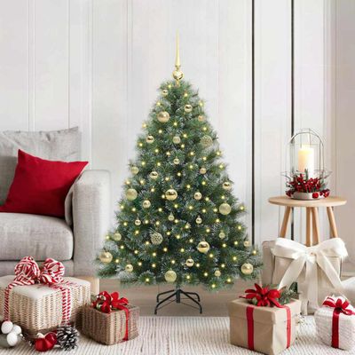vidaXL Umelý vianočný stromček s 150 LED-i Zelená 120 cm PE a PVC