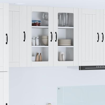 vidaXL Nástenný sklenený kabinet LUCCA Biela 80 x 31 x 80 cm