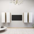 vidaXL TV skrinky 4 ks biela a dub sonoma 30,5x30x90cm drevotrieska