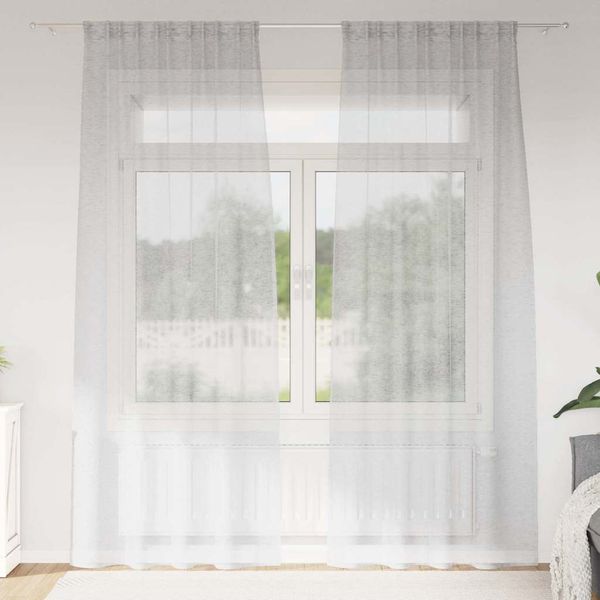 vidaXL Voile záclona 2 pcs Svetlosivá 225 x 140 cm Polyester