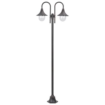 vidaXL Záhradná stĺpová lampa E27 220 cm hliníková 2-lampáše bronzová