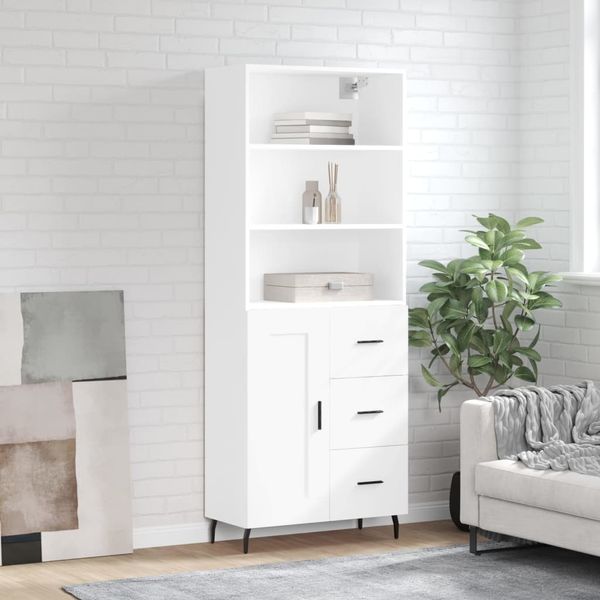 vidaXL Vysoká skrinka biela 69,5x34x180 cm spracované drevo