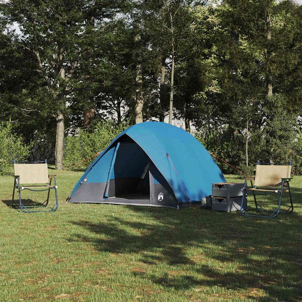 vidaXL Kempingový stan so strechou Modrá 275 x 230 x 140 cm taft
