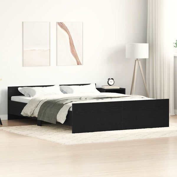 vidaXL Posteľný rám bez matraca čierny dub 150x200 cm kompozitné drevo