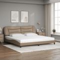 vidaXL Posteľ s matracom Hvar kapučínová 200x200 cm umelá koža